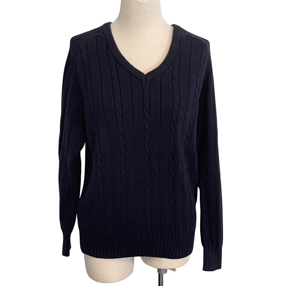Brandy Melville Cable knit V Neck Sweater Long‎ Sleeve Pullover Old Money